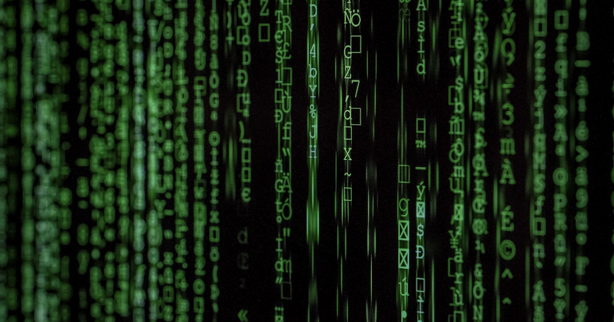 Green digital code on dark background representing the danger of exposed secrets in messaging platforms