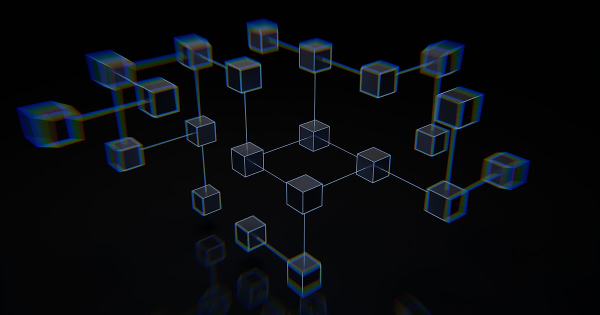 Abstract blockchain visualization representing zero-knowledge encryption architecture